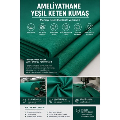 Ameliyathane Yeşil Keten Kumaş | Toptan Hastane Tekstili Kumaşı Üreticisi